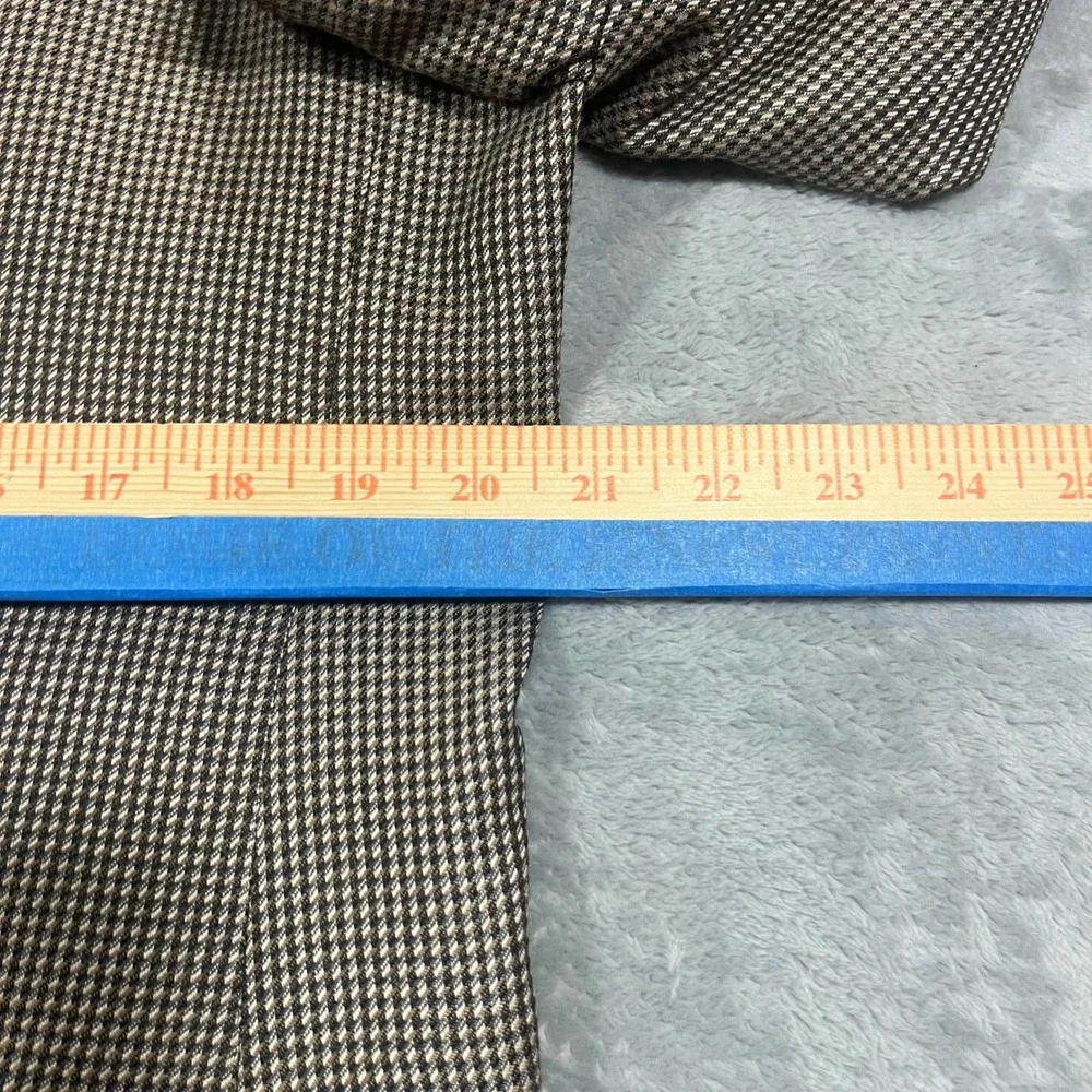 Joseph Abboud Sport Coat Mens 44L Brown Excellent Silk Wool Houndstooth Blazer